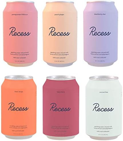 Recess Infused Sparkling Water, 6 Flavor Variety, 12 Oz (Pack of 6) | Amazon (US)