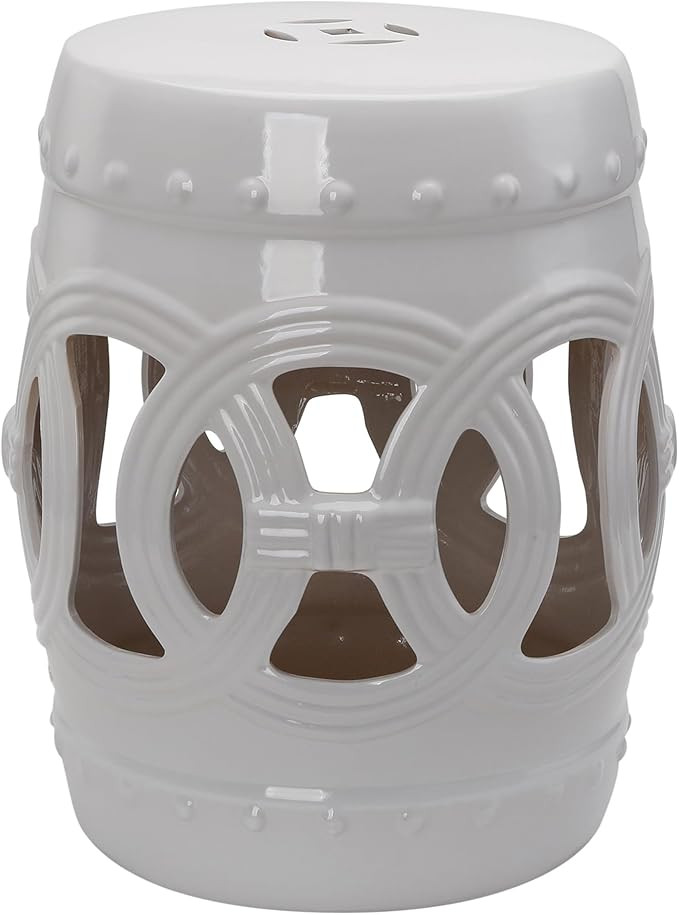 Outsunny 14" x 17" Ceramic Garden Stool with Double-Coin Knotted Ring Design & Strong Glazed Mate... | Amazon (US)
