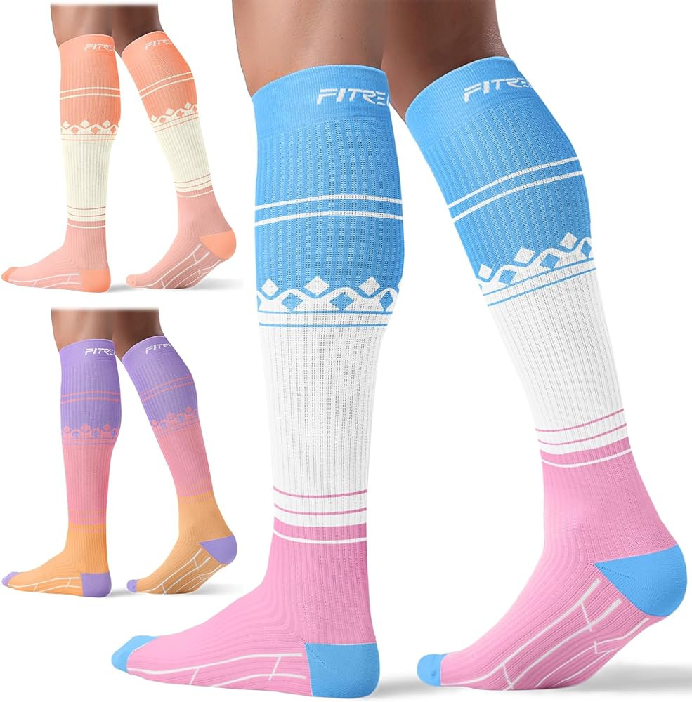 FITRELL 3 Pairs Compression Socks for Women and Men 20-30mmHg-Circulation Support Socks | Amazon (US)