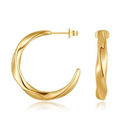 Gold Hoop Earrings for Women Twisted Gold Hoop Earrings 14k Gold Plated Small Gold Hoop Earrings Hypoallergenic Thick Gold Earrings Hoop Earrings for Women Trendy Gold Jewelry for Women C29 | Walmart (US)