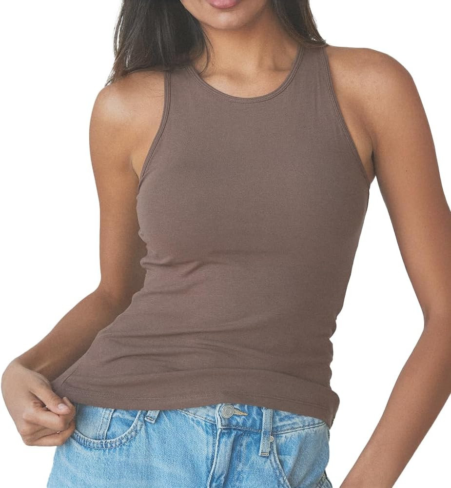 Klassy Network Loose High Neck Brami Tank-Top for Women - Built-in Bra Racerback Full Length Tank... | Amazon (US)
