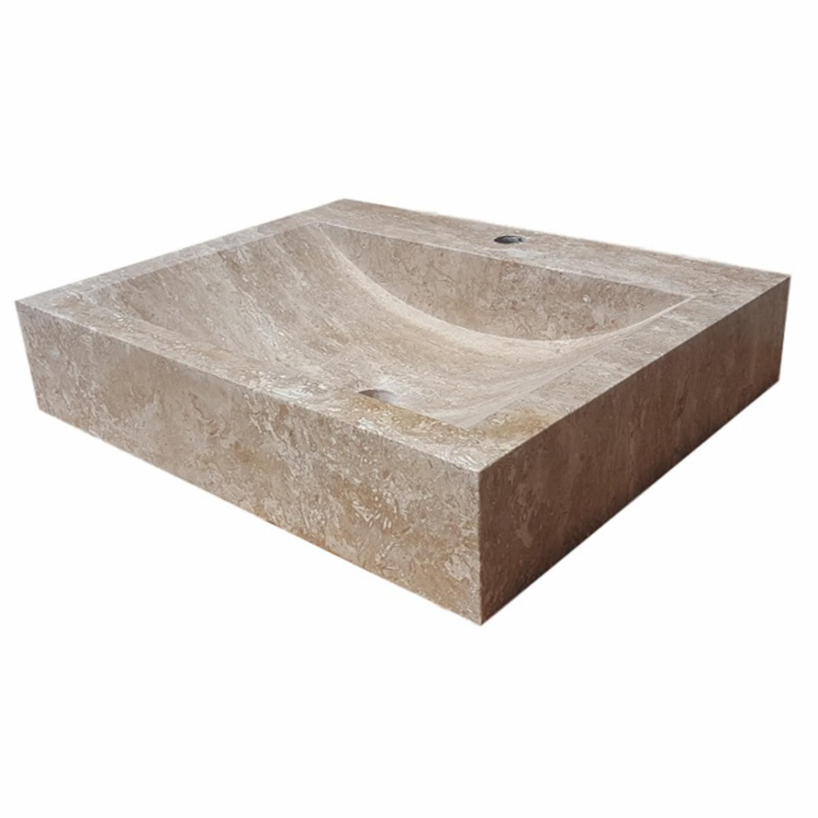 TashMart TM101 Rectangular Natural Stone Vessel Sink Afyon Noce Travertine | Hayneedle