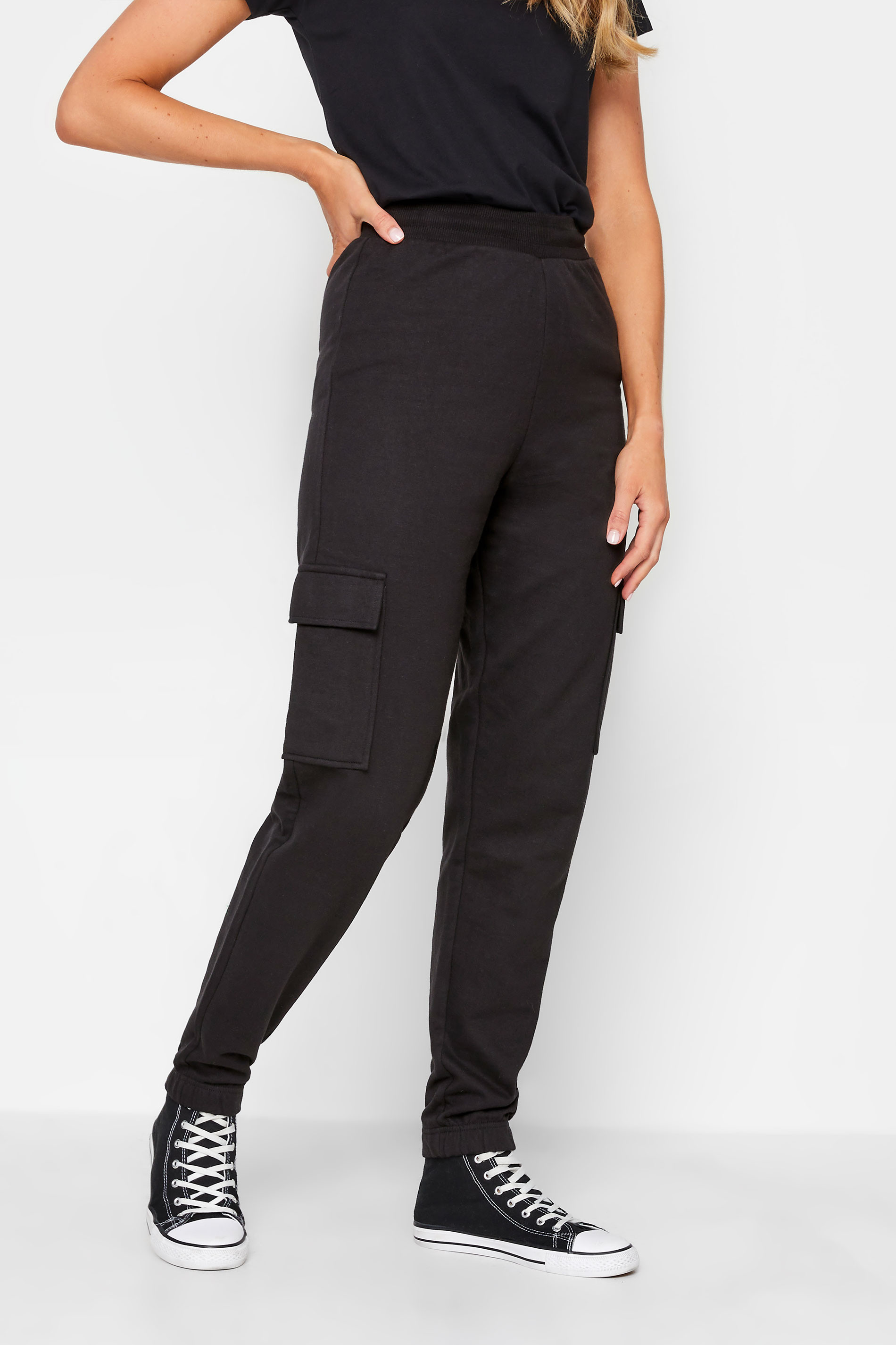 LTS Tall Black Cargo Pocket Cuffed Joggers | Long Tall Sally