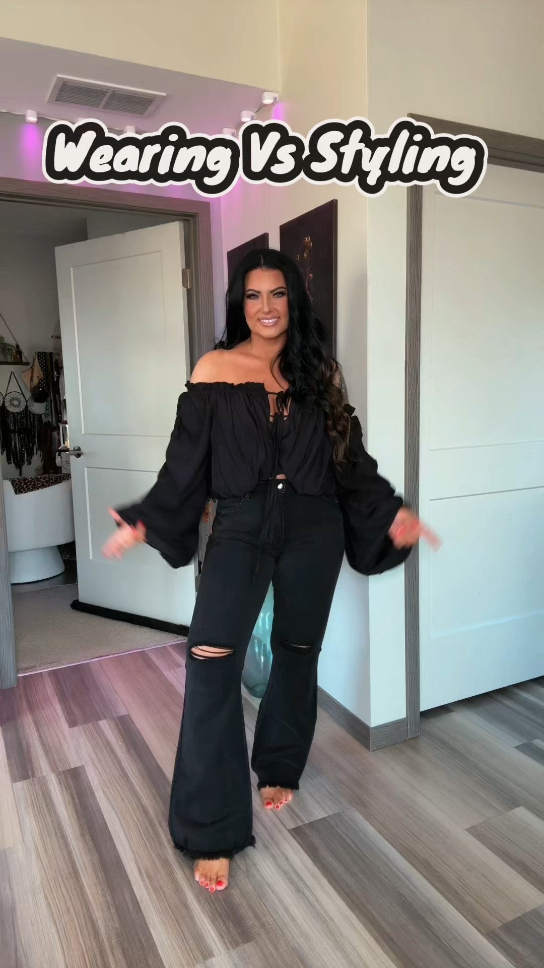 Top runs true to size. I’m wearing a Large. I’m a 36dd. Jeans you can size down one than your true denim fit. Very stretchy. I’m 5’6 in height. They’re 34 inseam.

#LTKTall #LTKMidsize #LTKOver40