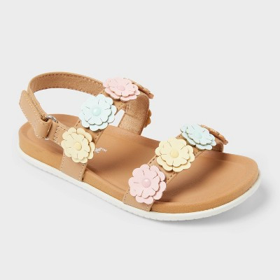 Toddler Sharma Molded Footbed Floral Sandals - Cat & Jack™ Tan 11T | Target