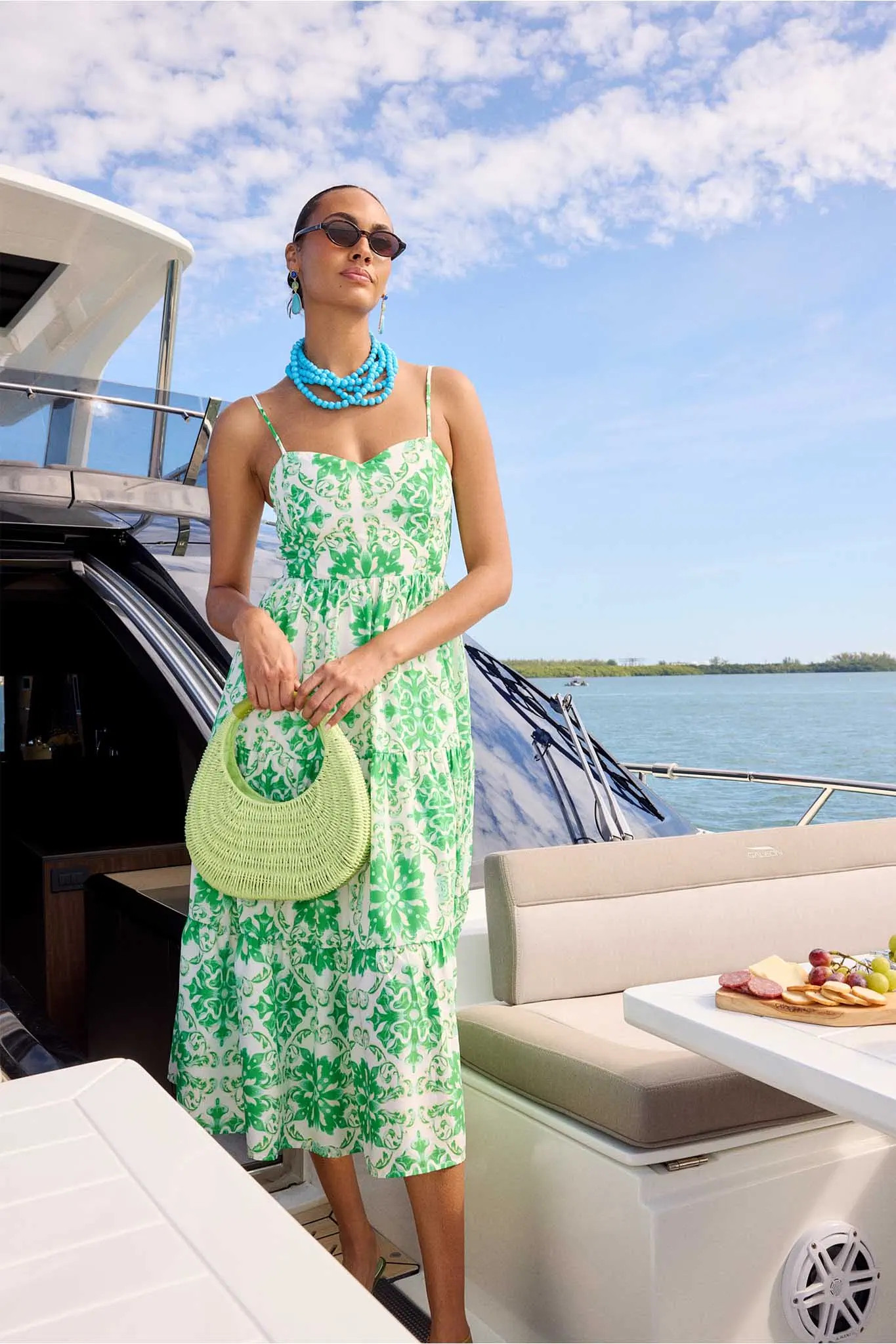 Lori Green Printed Midi Dress | Avara