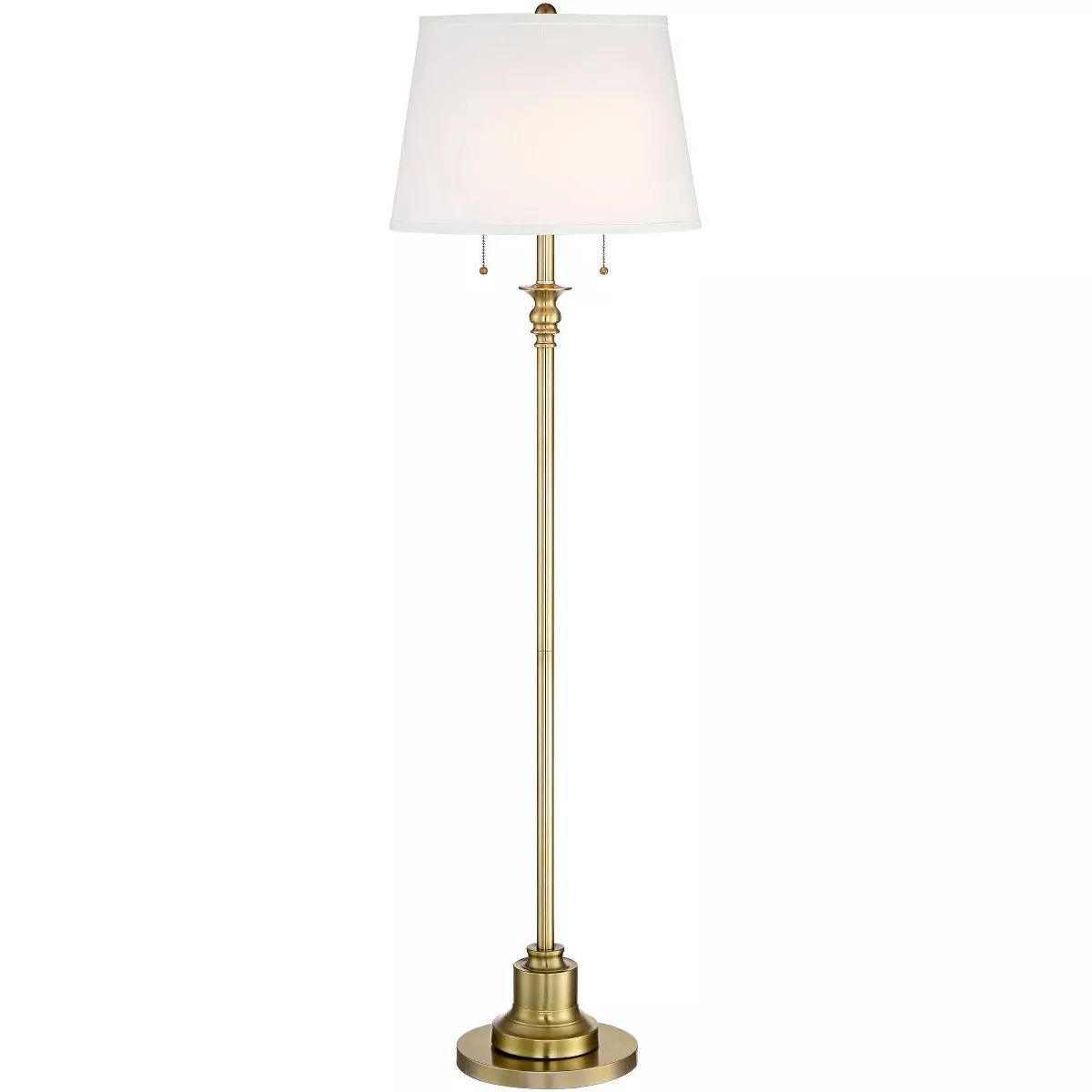 360 Lighting Spenser Vintage Floor Lamp 58" Tall Brushed Antique Brass Metal Off White Linen Drum... | Target