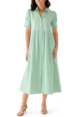 Crown & Ivy™Women's Short Puff Sleeve Poplin Shirt Dress | Belk