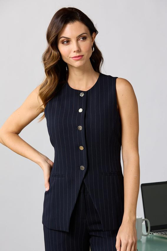 Navy Pinstripe Vest | Cato Fashions