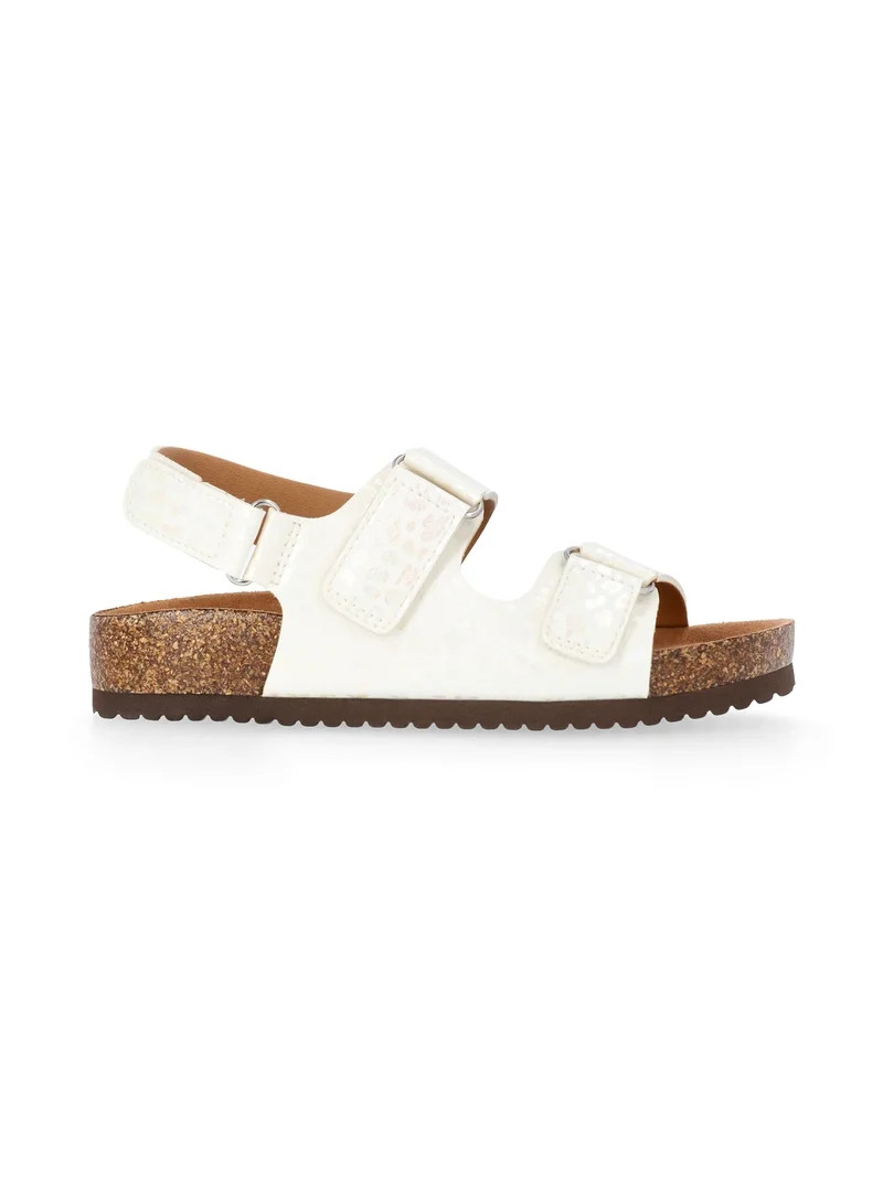 Wonder Nation Little and Big Girls' Double Buckle Footbed Sandals | Walmart (US)