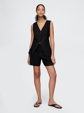 365 High Rise Linen-Blend Shorts | Gap (CA)