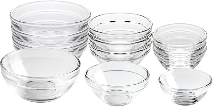 HillSpring 3 Sizes of Glass Prep Bowl Sets, Clear Small Pinch Bowls for Salt, Spices and Chopped ... | Amazon (US)