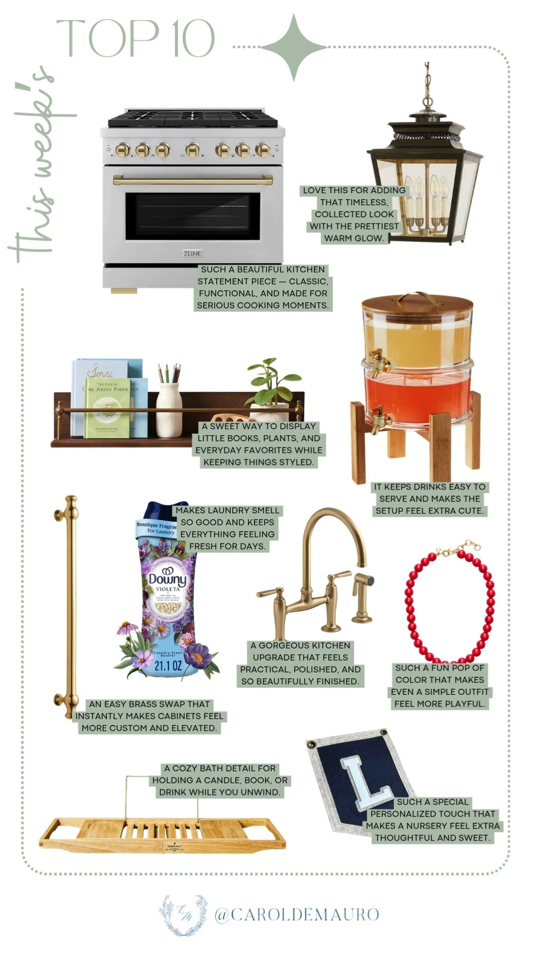 weekly top 10, bestsellers, follower favorites, kitchen upgrades, hosting must haves, nursery decor, bath accessories, gas stove, electric oven, zline, pendant light, lighting fixture, wall shelf, beverage dispenser, kitchen hardware, kitchen sink faucet, drawer pulls, red necklace, bathtub caddy, custom banner, home refresh, kitchen appliances, laundry essentials

#LTKHome #LTKootd #LTKKids