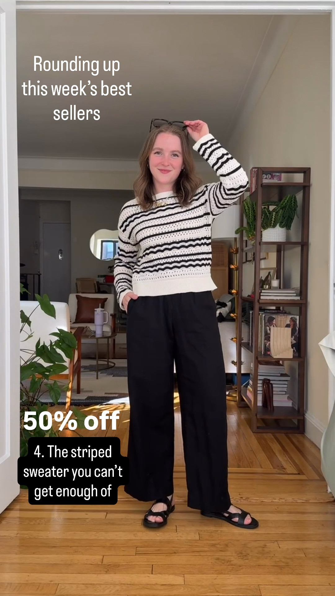 Weekly best sellers. Open knit striped sweater. 59% off. Wearing xs petite  

#LTKSaleAlert #LTKPetite