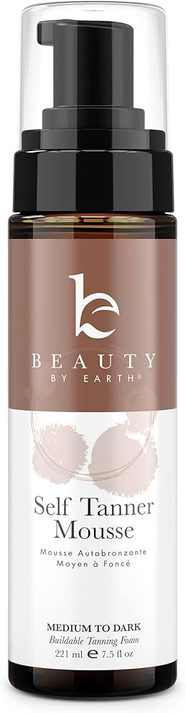 Beauty by Earth Self Tanner Mousse - Medium to Dark Gradual Self Tanner Foam, Self Tanner Face, N... | Amazon (US)