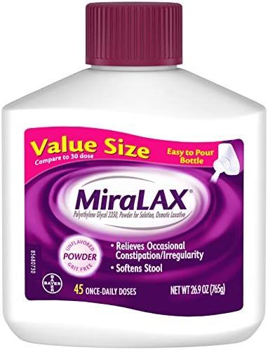 MiraLAX Laxative Powder for Gentle Constipation Relief, #1 Dr. Recommended Brand, 45 Dose Polyeth... | Amazon (US)