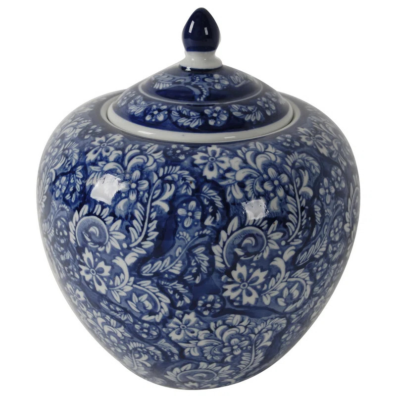 Nenita Blue And White 9.5'' Porcelain Ginger Jar | Wayfair North America