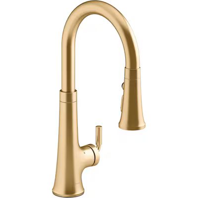 KOHLER Tone Vibrant Brushed Moderne Brass Single Handle Pull-down Touchless Kitchen Faucet with S... | Lowe's