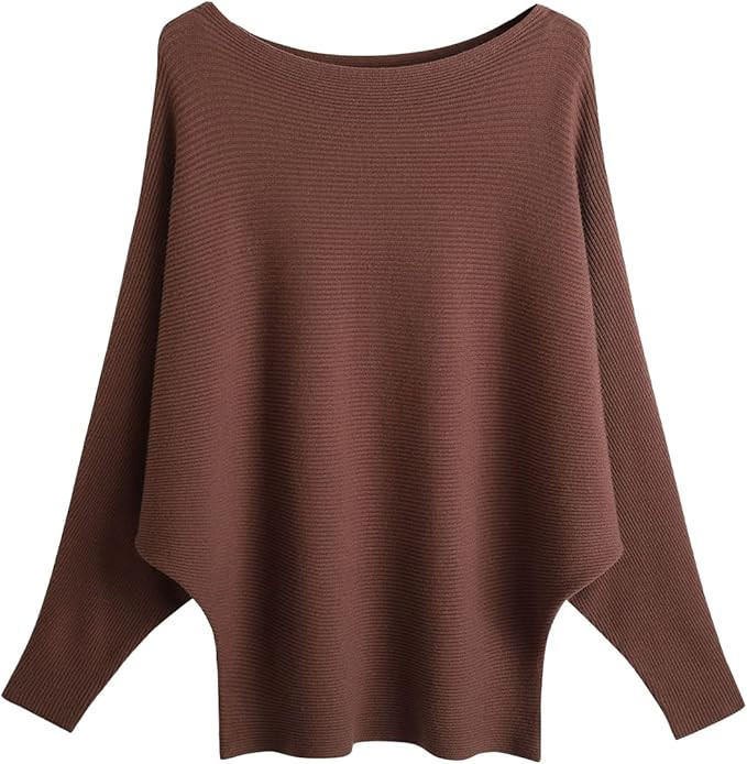 MAKARTHY Womens Striped Sweaters Batwing Sleeves Knitted Dolman Pullovers Tops Sweatershirts | Amazon (US)
