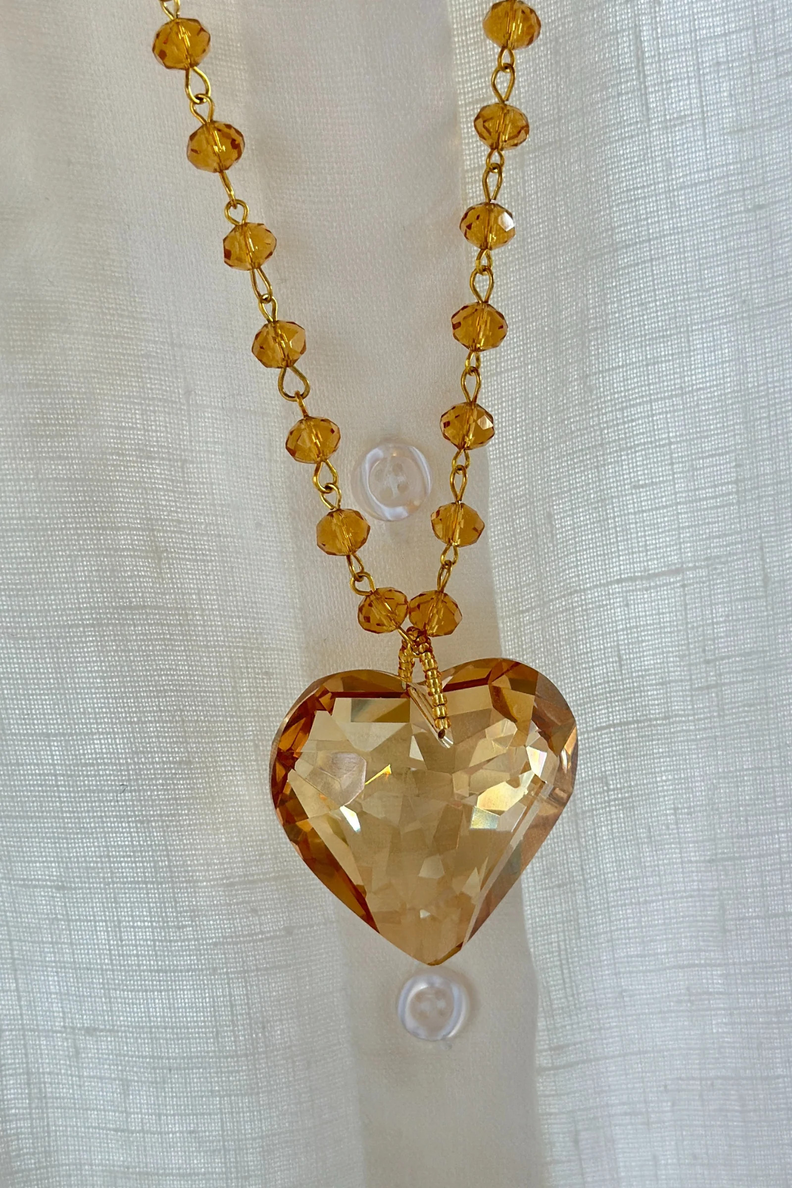 Amber 'Beading' Glass Heart Necklace - Website Exclusive | Arte Italica & Crown Linen Designs