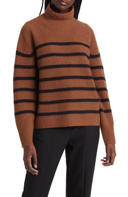 Stripe Cashmere Mock Neck Sweater | Nordstrom