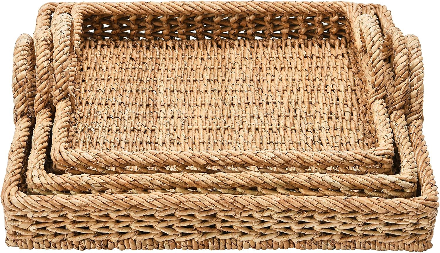 S/3 Decorative Water Hyacinth Tray | Amazon (US)