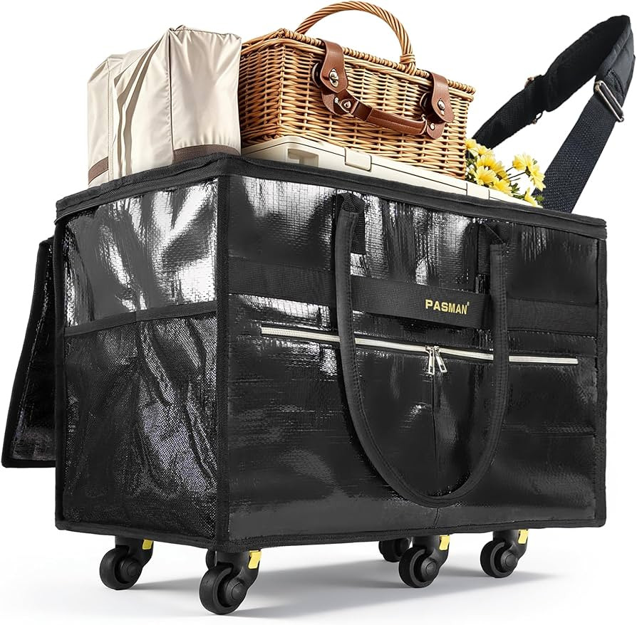 Reusable Grocery Bag on 6 Wheels,with Removable Baseboard,Foldable Rolling Tote,Heavy Duty Shoppi... | Amazon (US)