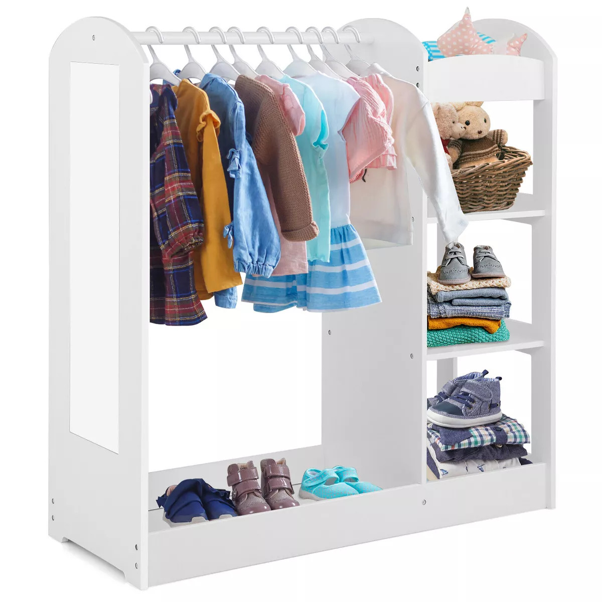 Tangkula Kids Dress up Storage Hanging Armoire Dresser Costume Closet w/ Mirror Shelves | Target
