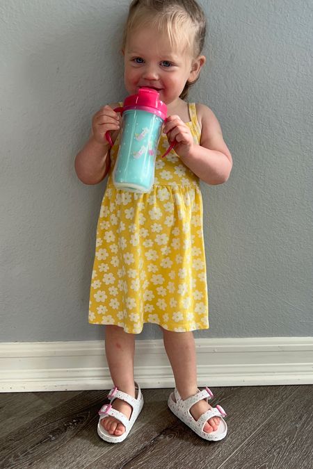One of our favorite sippy cups for toddler straw transition.  Dr Browns. 

And also her cute new sandals from Walmart. Easy to slip on. True to size. A little wide  

#LTKkids #LTKbaby #LTKhome