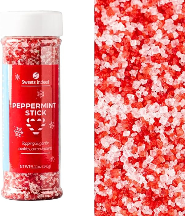 Sweets Indeed Peppermint Sugar Topping – 5.11 oz Holiday Candy Cane Finish | Festive Peppermint... | Amazon (US)