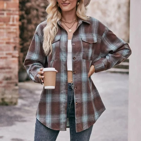 LNOGEUPG Women S Flannel Shirt Fitted Plaid Shirts for Women Womens Cotton Flannel Shirt Thin Flannels for Women Ladies Fall Savings | Walmart (US)