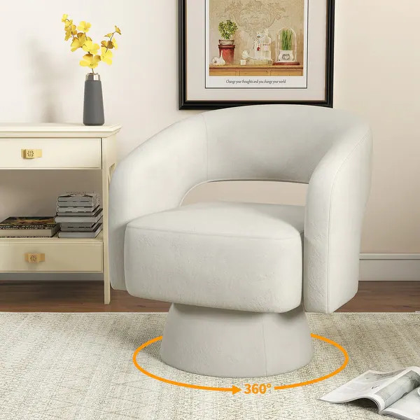Swivel Barrel Chair,Velvet Accent Armchair 360 Degree Swivel Club Chair Vanity Chair for Living R... | Bed Bath & Beyond