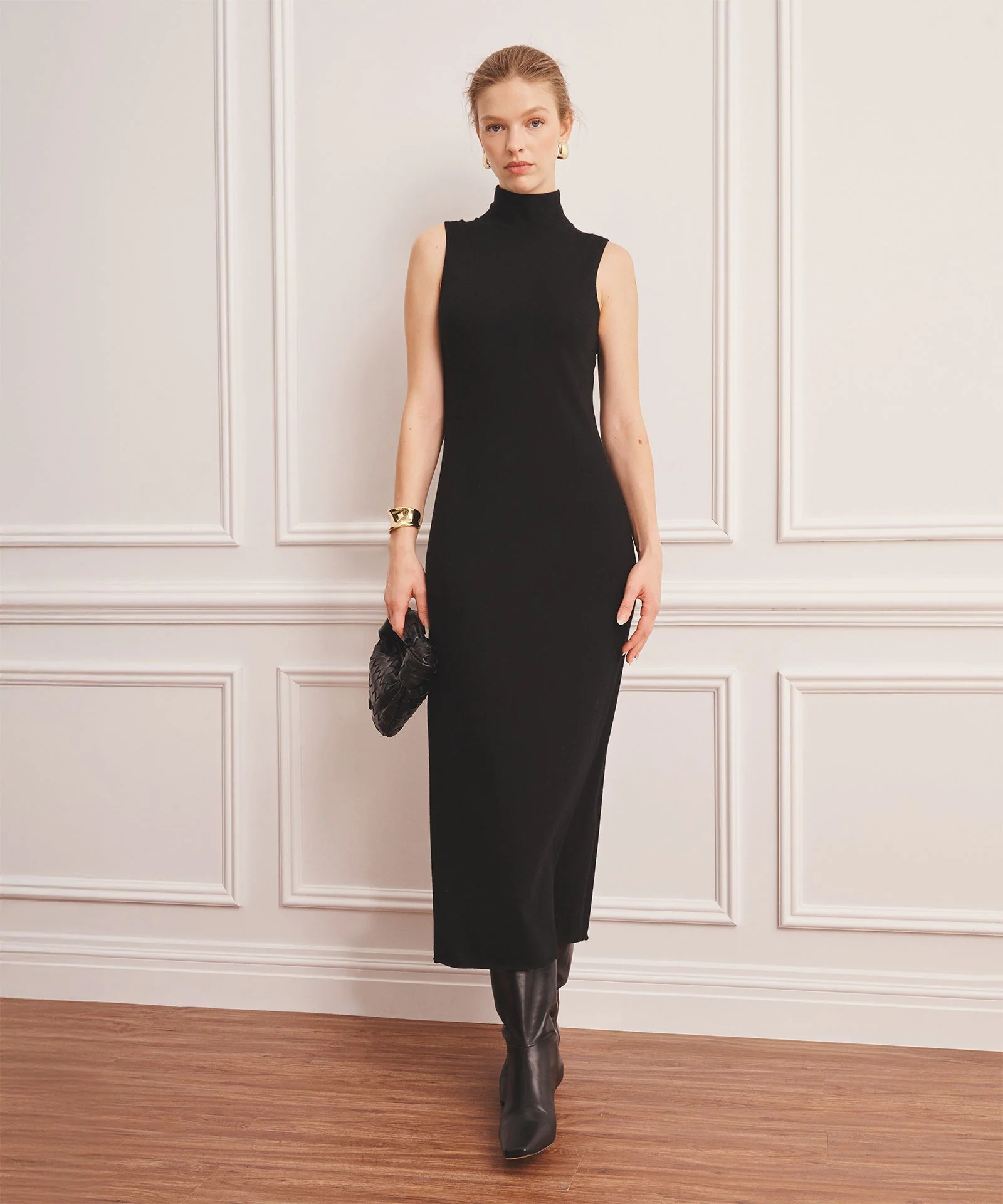 Super Fine Cashmere Sleeveless Turtleneck Dress | NAADAM
