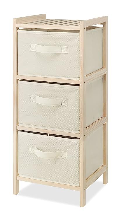 Whitmor 3 Drawer Wood Chest - Compact Design - Pull Out Fabric Bins - Natural Pine | Amazon (US)