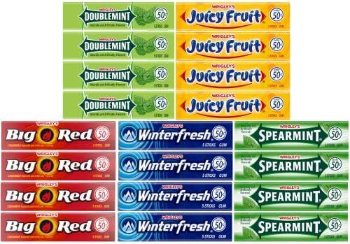 Wrigley Doublemint, Spearmint, Juicy Fruit, Big Red, Winterfresh Chewing Gum - 4 Packs of Each (5... | Amazon (US)