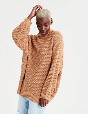 AE Oversized Mock Neck Pullover Sweater | American Eagle Outfitters (US & CA)