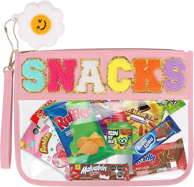 Chenille Letter Bags,Clear Snack Bag Pouch with Chenille Daisy Charm for Women Girls | Amazon (US)