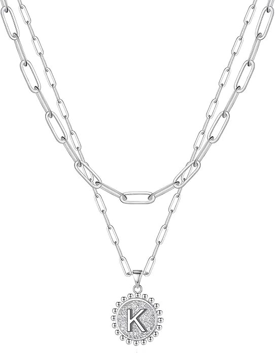 Yoosteel Gold Initial Necklaces for Women, 14K Gold Plated Dainty Layering Paperclip Link Chain N... | Amazon (US)