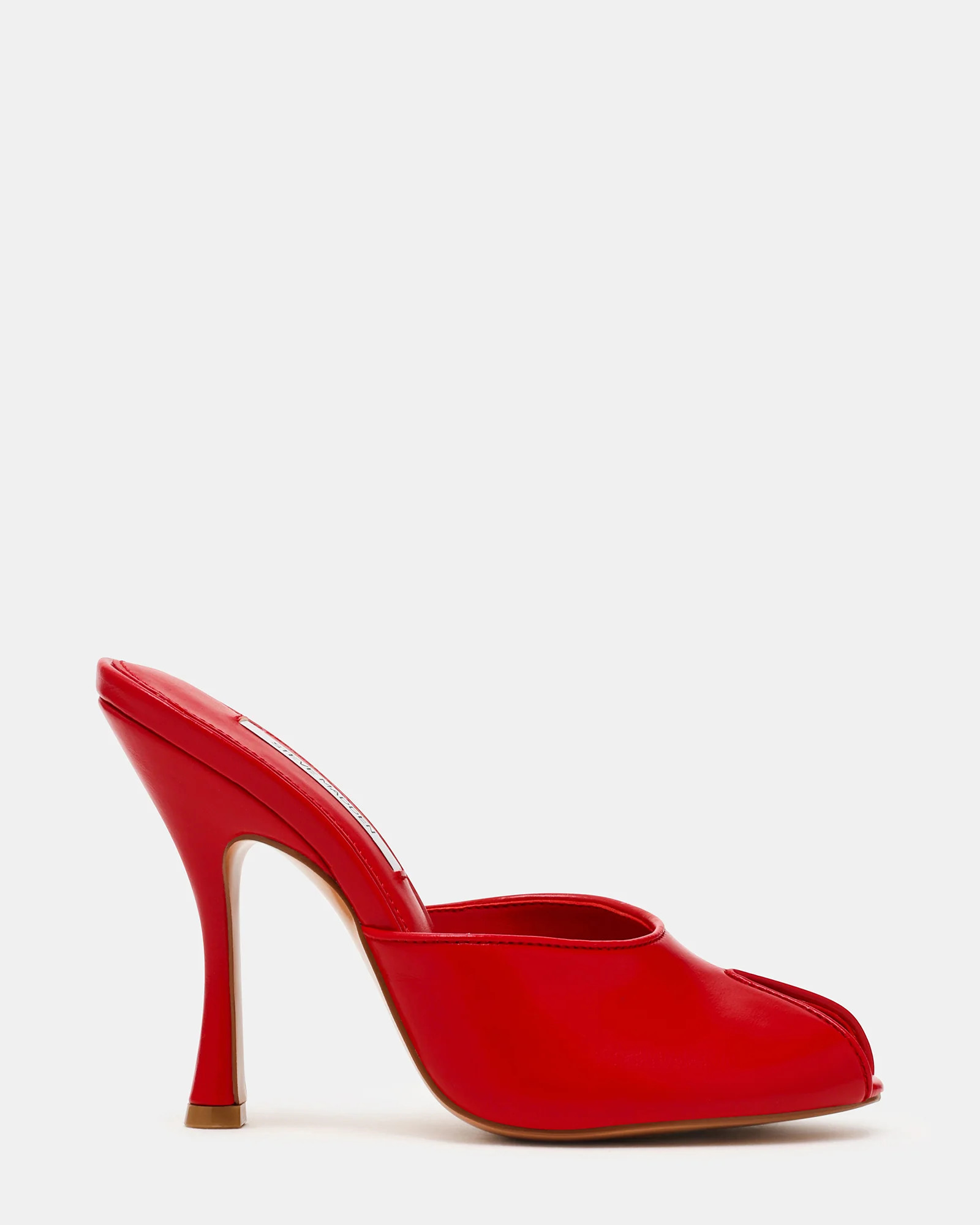 JULES Red Leather Peep Toe Mule Women's Heel | Steve Madden (US)