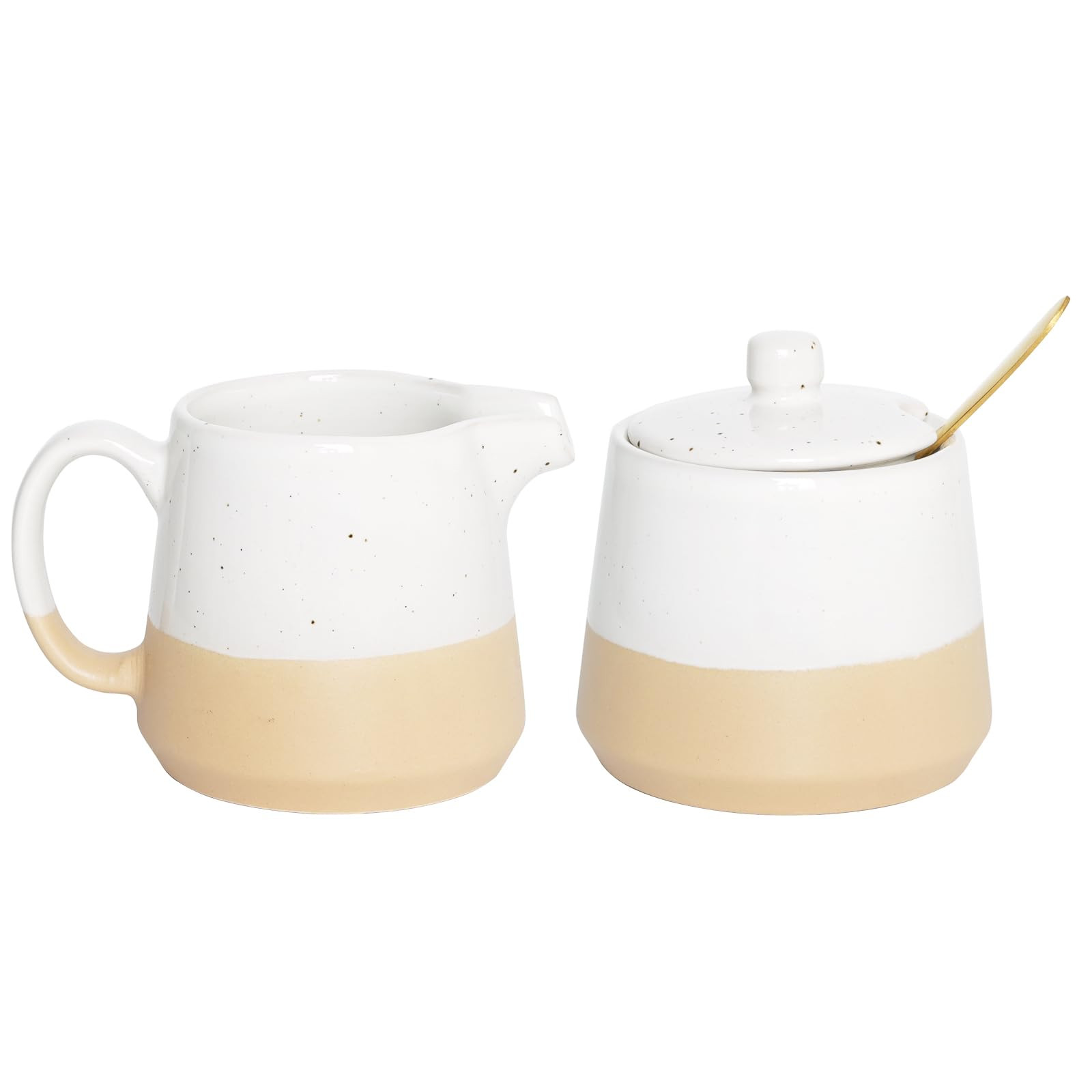 Bosmarlin Ceramic Sugar and Creamer Set, Sugar Bowl with Lid and Spoon, 3 Piece Set with Cream Pi... | Amazon (US)