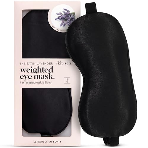 Kitsch Weighted Satin Sleep Mask - Weighted Eye Masks for Sleep and Travel - Lavender Ultra-Soft Sleeping Eye Mask for Women and Men - Light Blocking, Adjustable Strap, (4.1oz/116g) | Amazon (US)