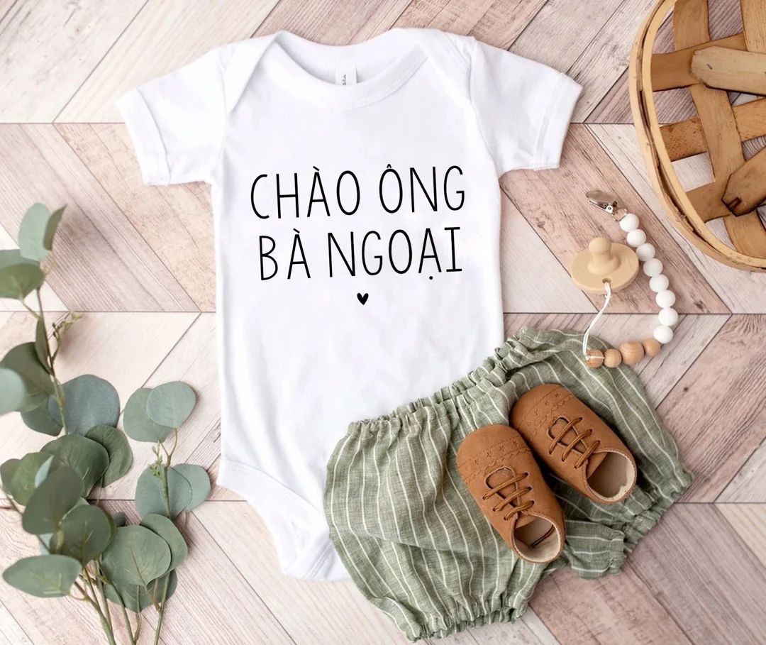 Chao Ong Ba Ngoai Onesie Vietnamese Hello Grandma and Grandpa - Etsy | Etsy (US)