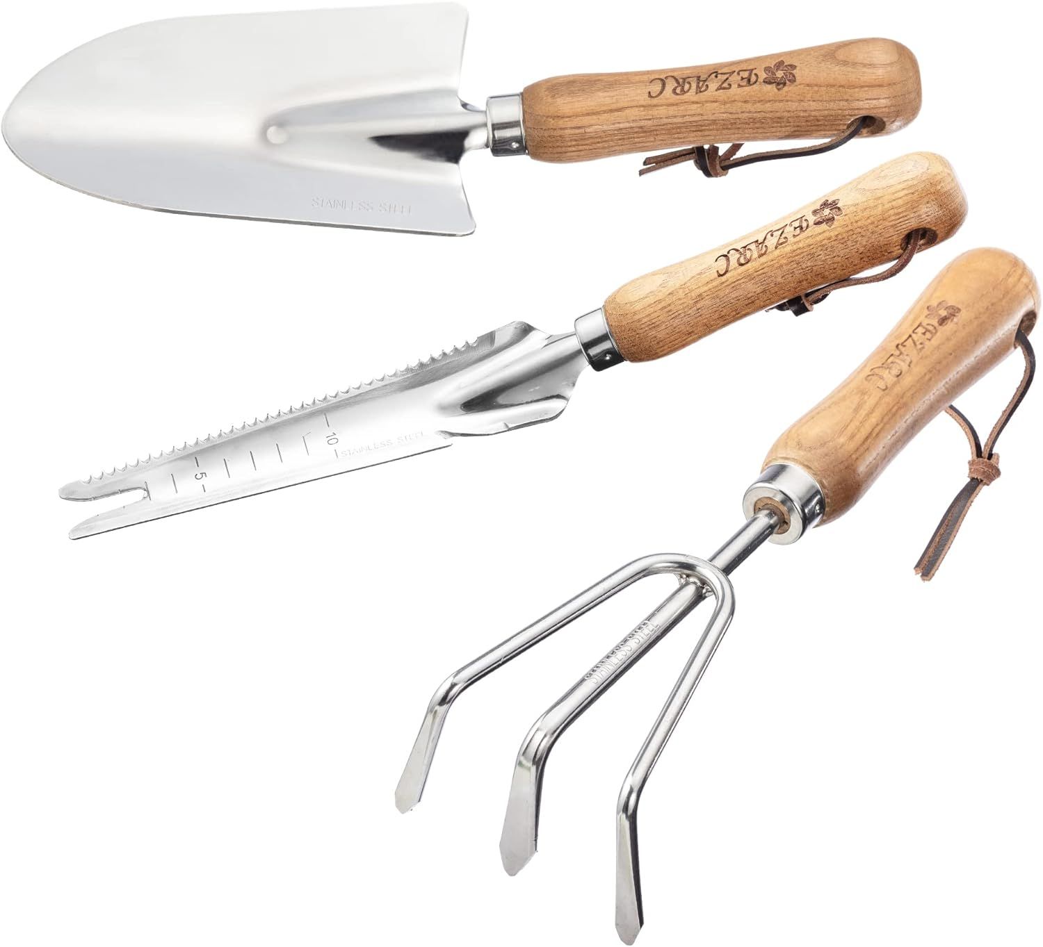 EZARC Garden Tool Set, 3 Piece Stainless Steel Gardening Tools with Wooden Handle, Gardening Kit ... | Amazon (US)