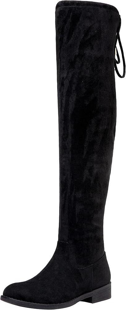 Vepose Women's 998 Suede Over The Knee High Boots Low Flat Heel Elastic Tie Boots for Women Size | Amazon (US)