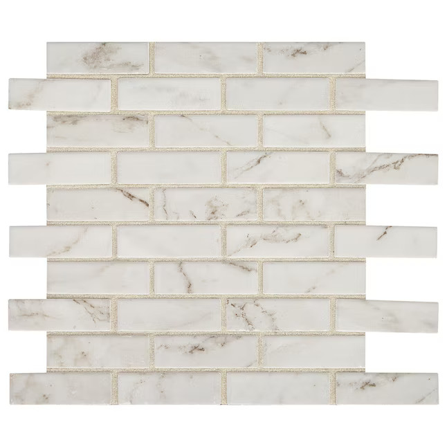 American Olean Marble Manor Calacatta 12-in x 12-in Glossy Ceramic Marble Brick Wall Tile (0.88-s... | Lowe's