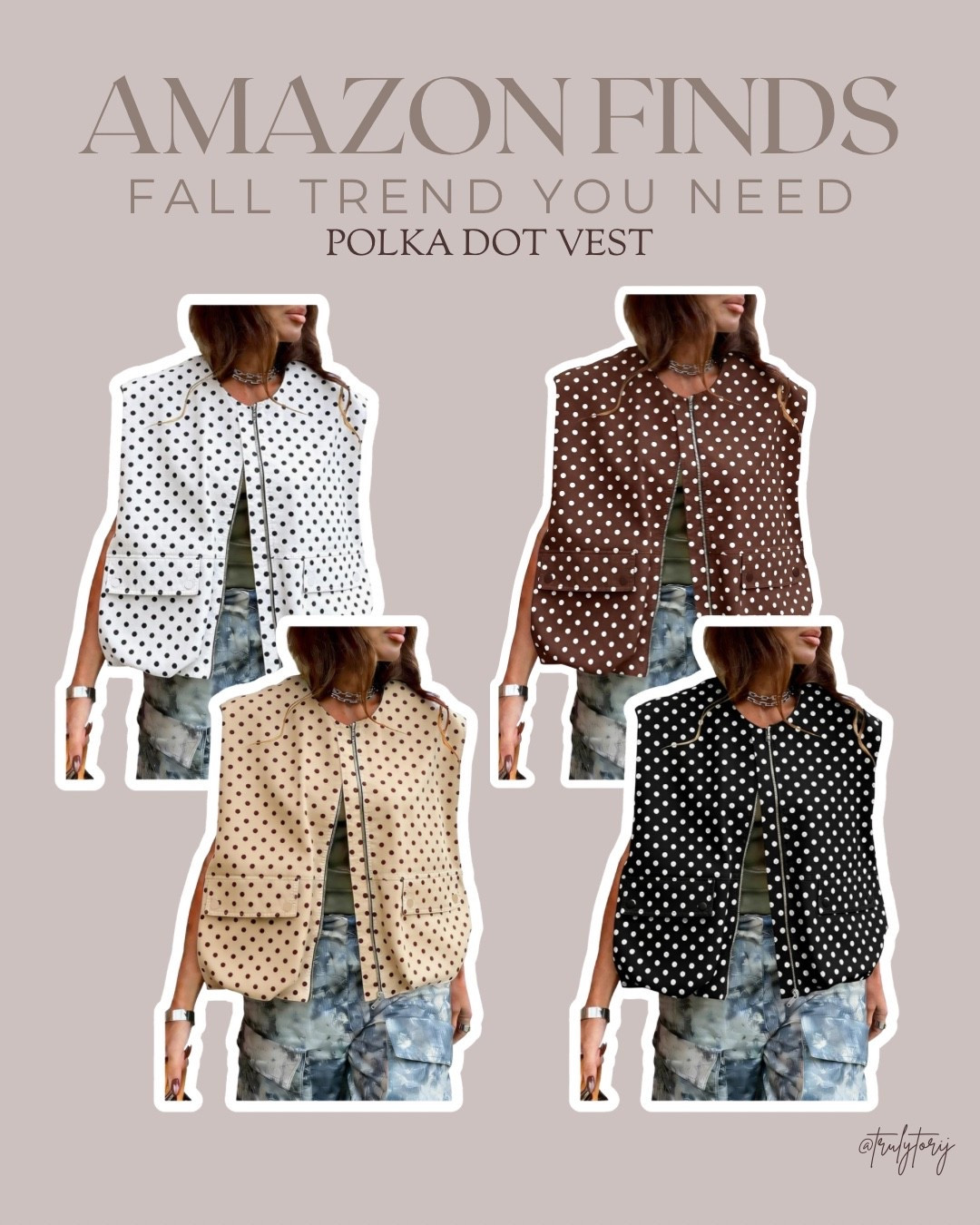 Amazon just understood the polka dot trend 👀 Comment POLKA to shop! 🛒

This cargo vest is such a fun way to wear the trend without going TOO over the top. I’m obsessed with this one for fall! 🤎🍂

#AmazonFinds #AmazonFashion #PolkaDots #FallFashion #AmazonStyle

Amazon polka dot vest, Amazon cargo vest, polka dot cargo vest, Amazon fall fashion, Amazon fashion finds, fall fashion 2026, polka dot trend, trendy fall outfits, affordable fall fashion, Amazon clothing finds, fall layering pieces

#LTKootd