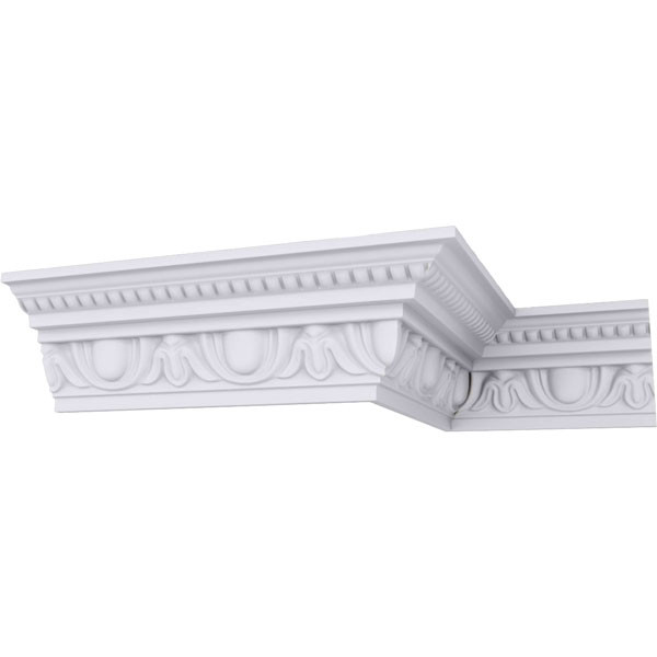 3 1/4"H x 2 3/4"P x 4 3/8"F x 94 1/2"L, (3 7/8" Repeat) Traditional Egg & Dart with Beads Crown M... | Ekena Millwork