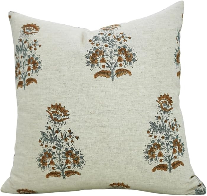 Fabritual Handmade Block Print 20x20 Inches Cotton Linen Throw Decorative Pillowcase Cushion Cove... | Amazon (US)