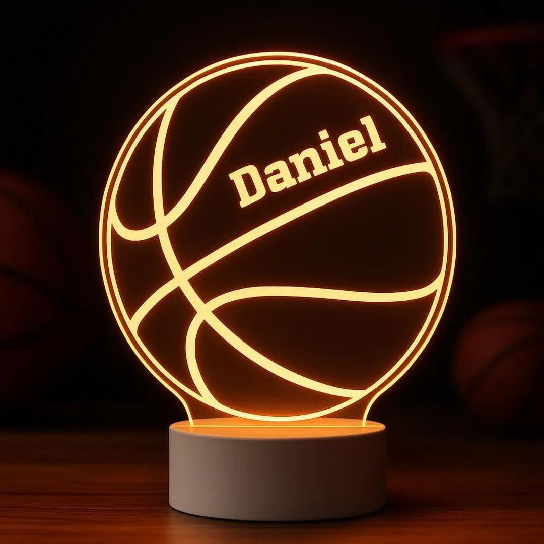 Basketball Personalized LED Night Light - Custom Gift for Fans, Sports Bedroom, Game Room Decor, ... | Etsy (US)