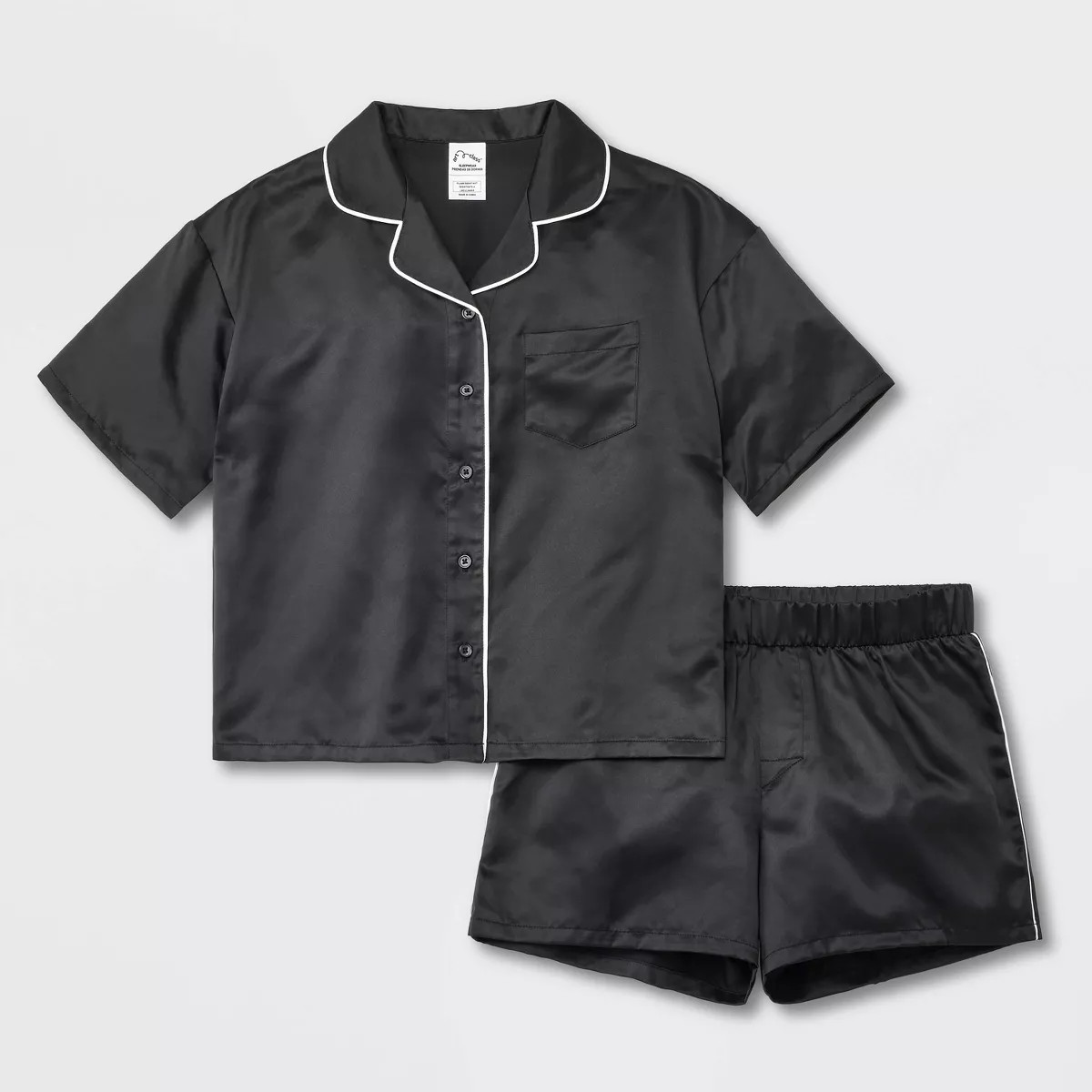 Girls' 2pc Satin Short Sleeve Button Up Pajama Set - art class™ | Target